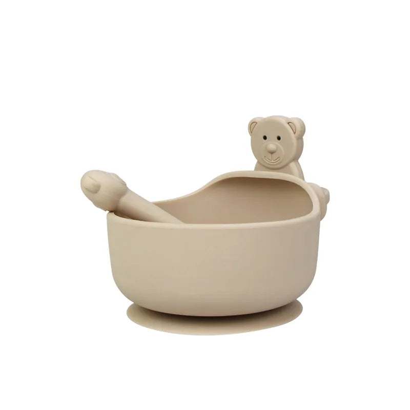 Soft Silicone Baby Feeding Bowl Set with Spoon