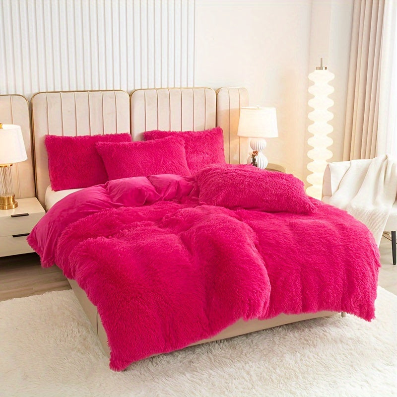 Cozy Soft Plush Duvet Cover Set with Zipper