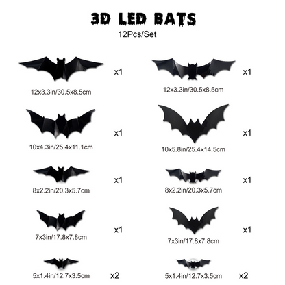 Spooky 3D Bat LED Wall Decoration