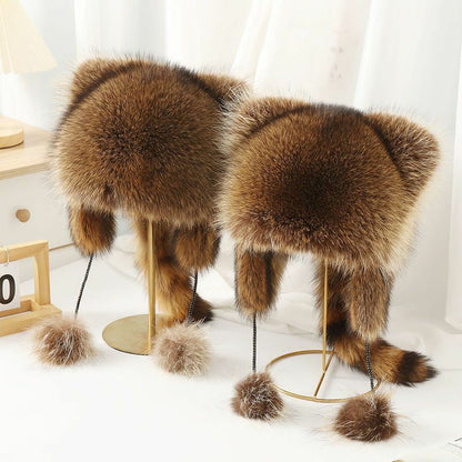 Adorable Fake Fur Raccoon Tail Family Hat