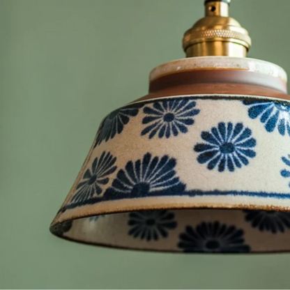 Vintage Asian Ceramic Pendant Lamp