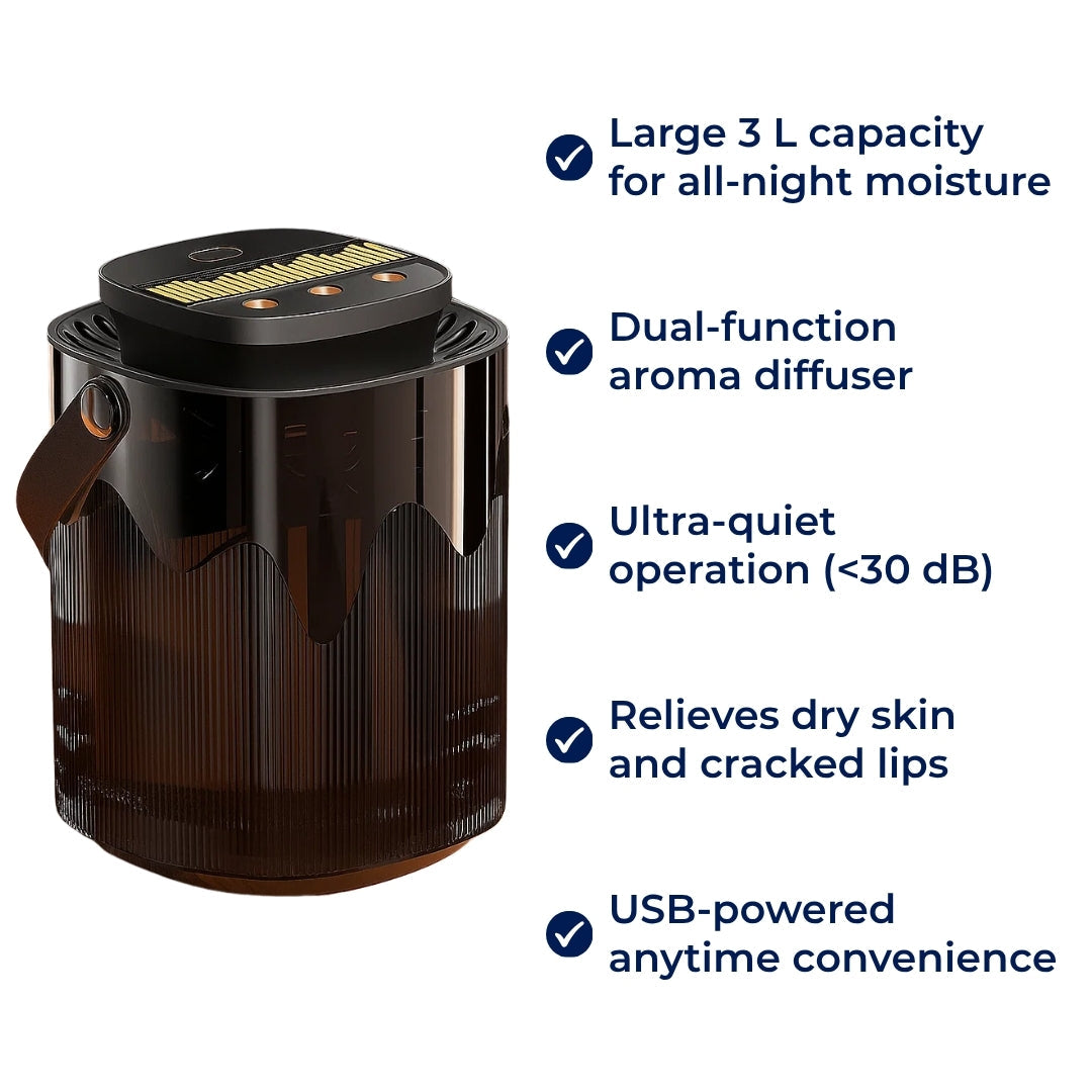 Compact 3L Humidifier for Dry Skin and Better Sleep