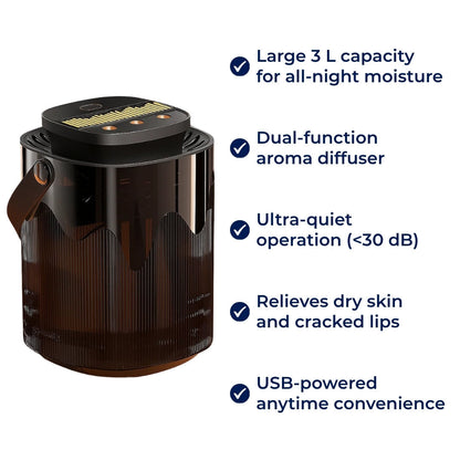 Compact 3L Humidifier for Dry Skin and Better Sleep
