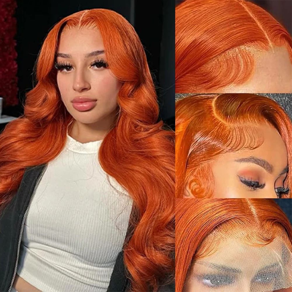 Curly Auburn Red Human Hair Lace Wig