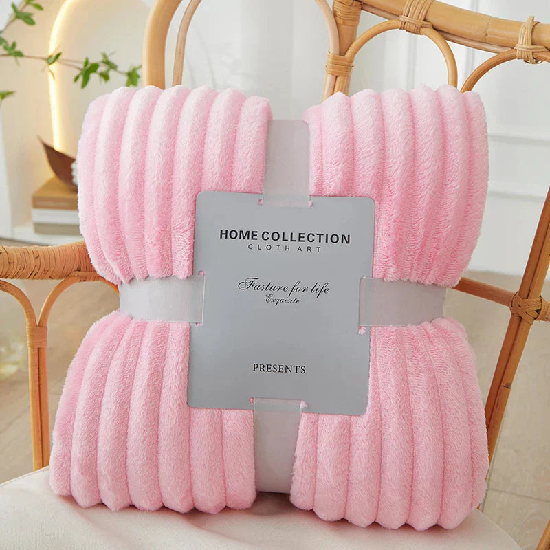 Soft Plush Striped Throw Blanket