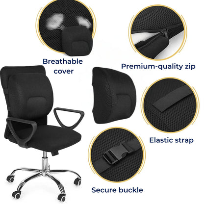 Comfortable Car Back Support Cushion with Memory Foam
