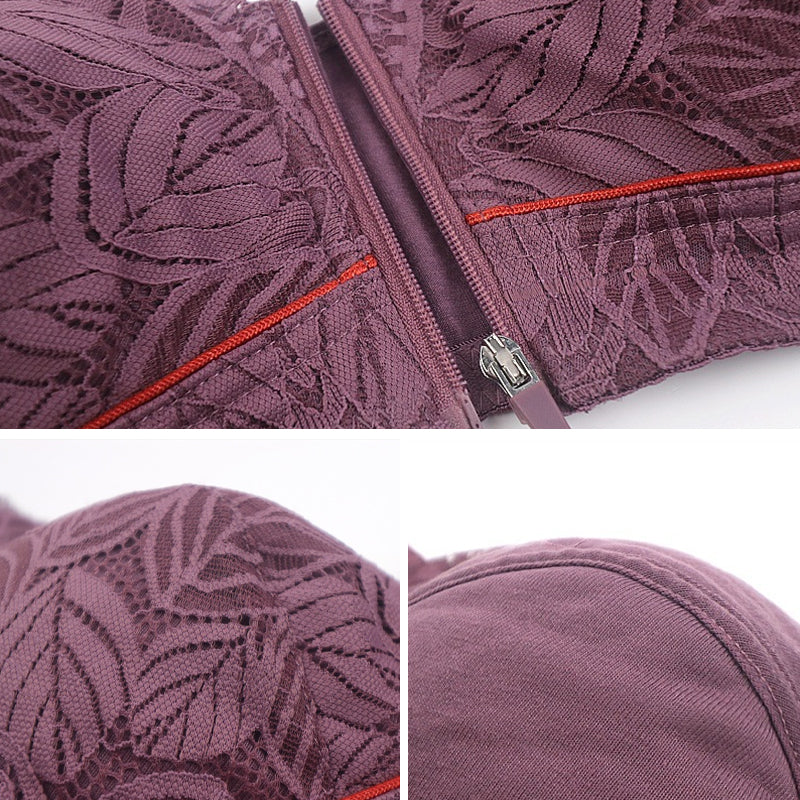 Simple Lace Bralette with Front Zip Closure