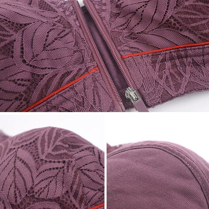 Simple Lace Bralette with Front Zip Closure