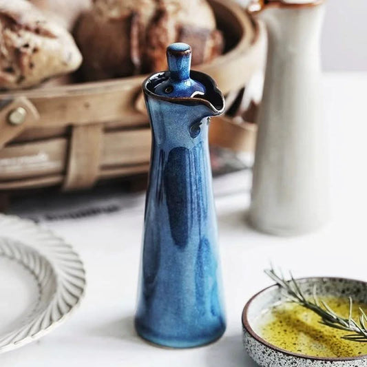 Befez | Small White Ceramic Oil Bottle - 120ml - Befez