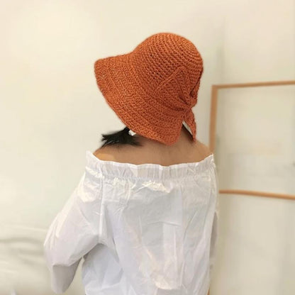 Classic Foldable Straw Hat with Ribbon