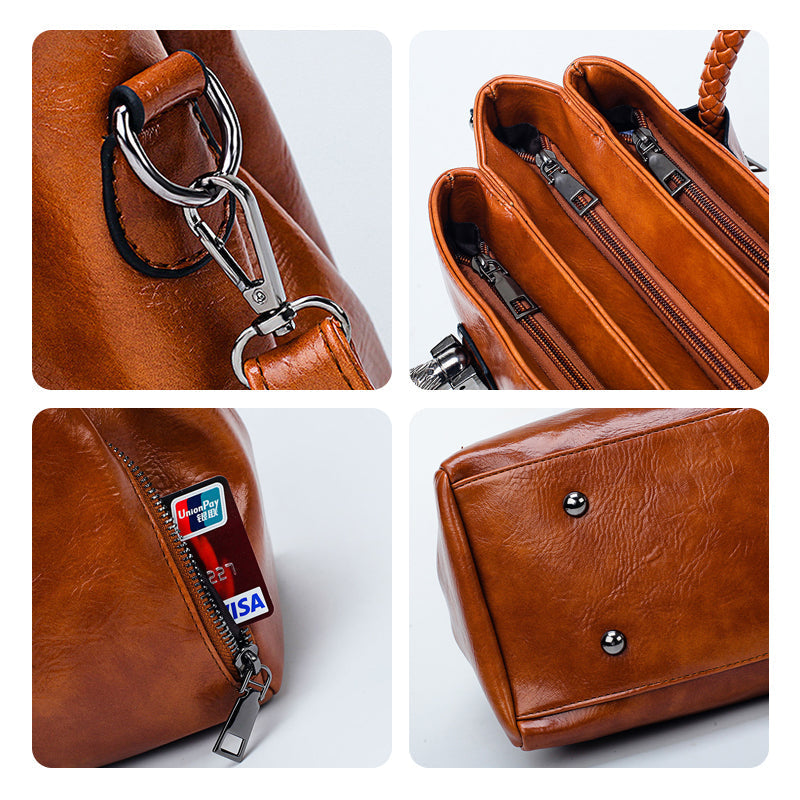 Premium Wax Leather Tote Handbag
