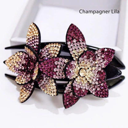 Glittery Floral Double Hair Barrette