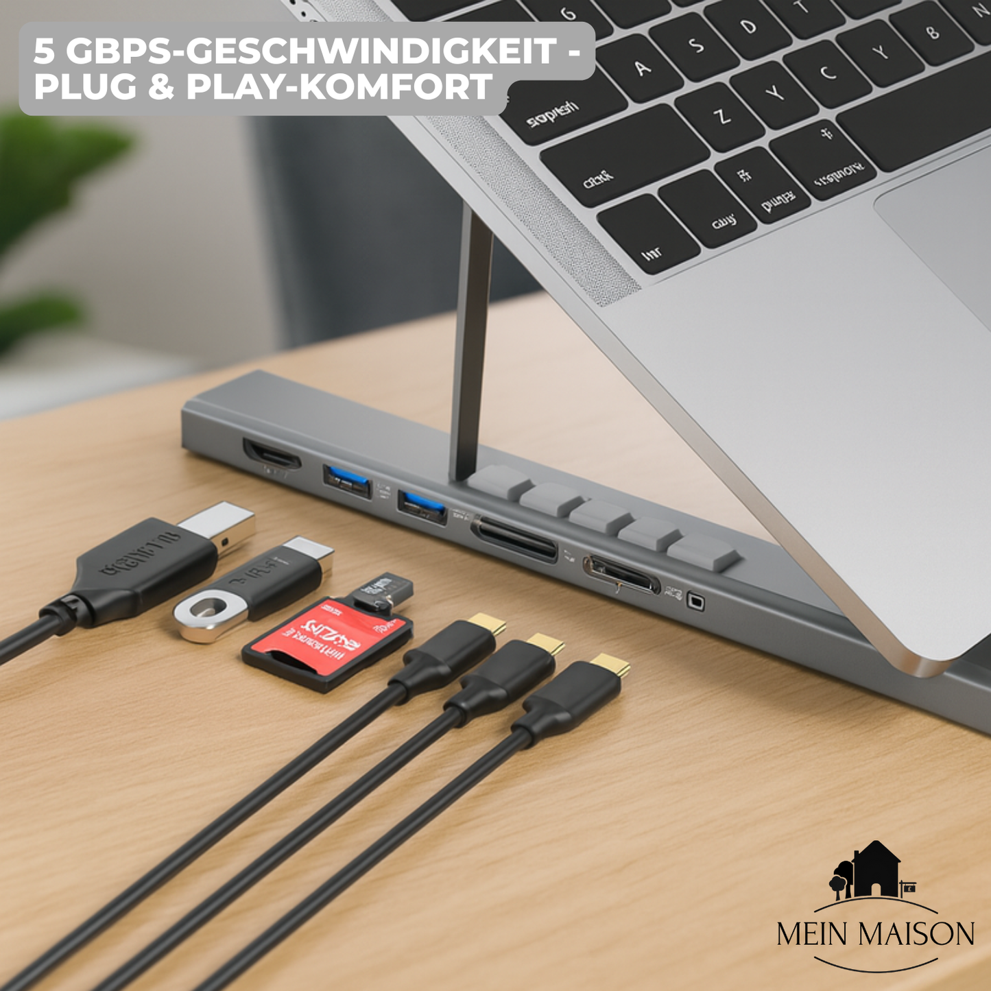 Compact 8-in-1 Laptop Stand and USB Hub