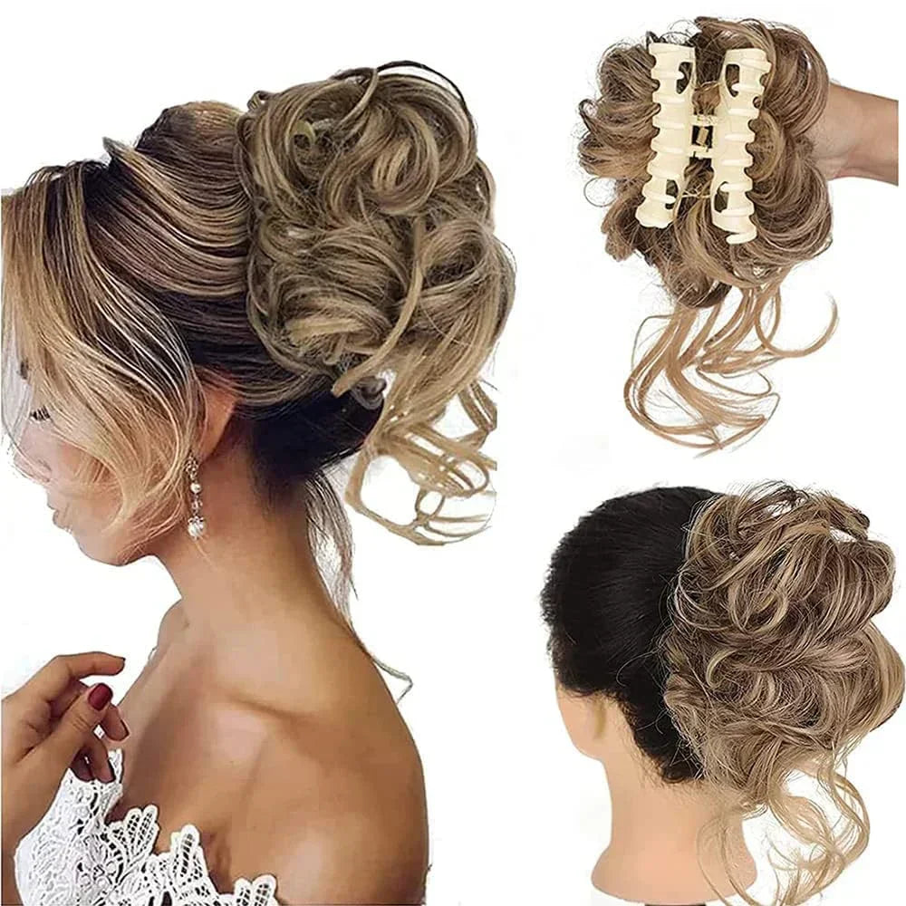 Easy Clip-in Bun for Curly Hair with Volume