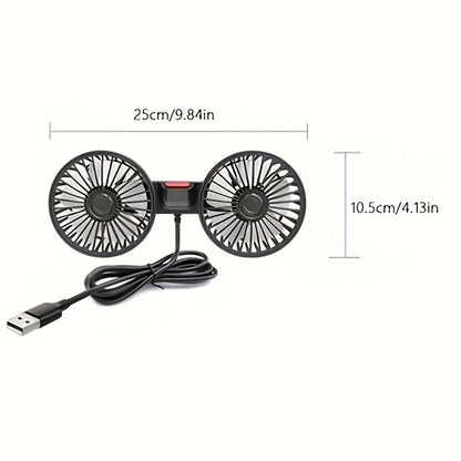 Portable Dual Car Fan with 360° Rotation