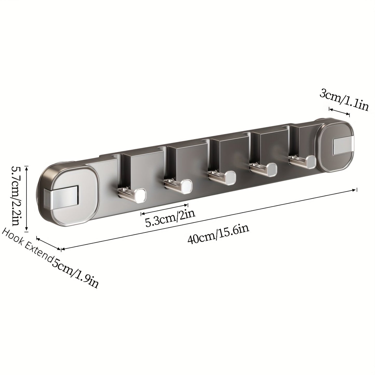 Easy Install Wall Hook Panel 5 Hook Storage Rack