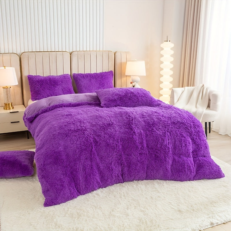 Cozy Soft Plush Duvet Cover Set with Zipper
