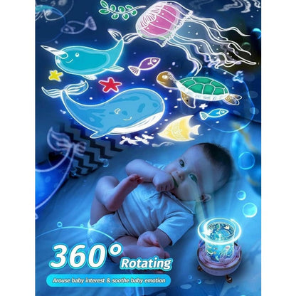 Colorful Kids 360° Rotating Bunny Night Light Projector