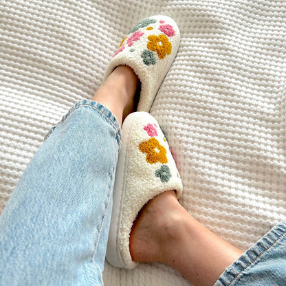 Cozy Floral Slippers with Grip Sole