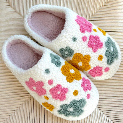 Cozy Floral Slippers with Grip Sole