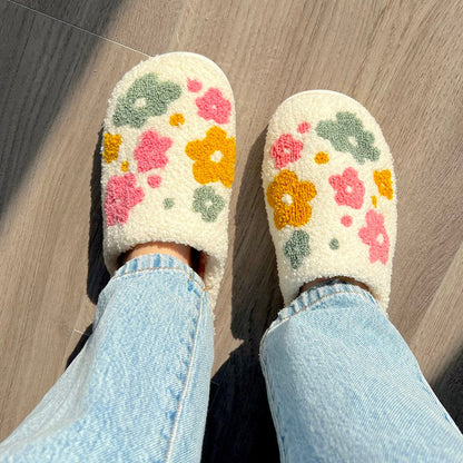 Cozy Floral Slippers with Grip Sole