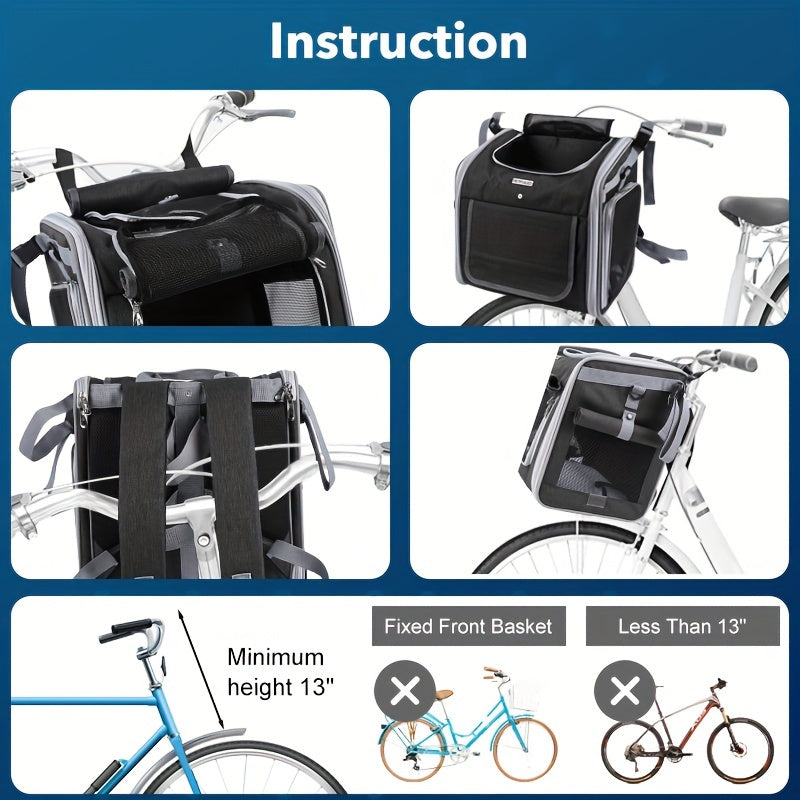 Collapsible Dog Bike Carrier Basket