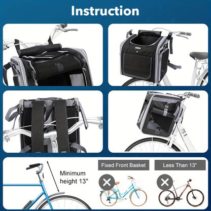 Collapsible Dog Bike Carrier Basket