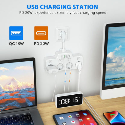 Compact USB Charging Station with Individual Outlet Control