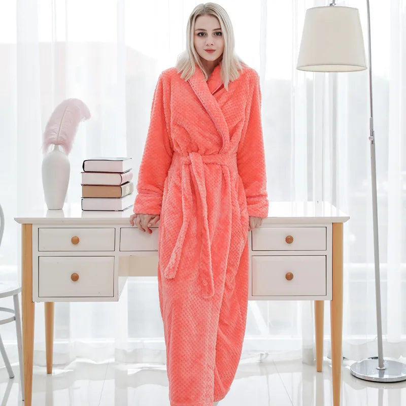Plush Bathrobe with Hood and Wrap Belt