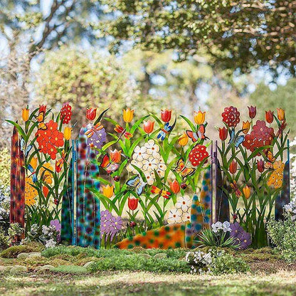 Vibrant Outdoor Metal Fence with Floral Design