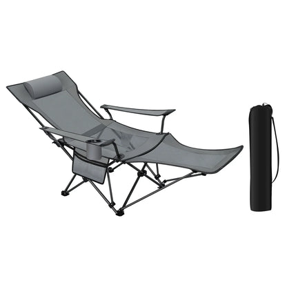 Comfortable Folding Recliner Chair with Footrest - Black/Grey