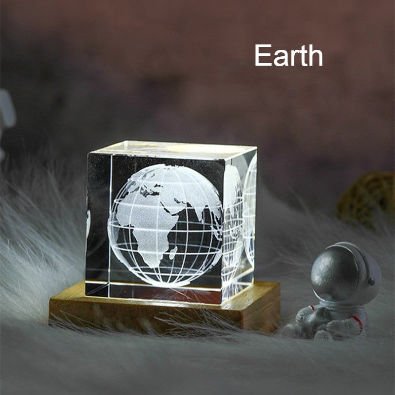 Colorful LED Crystal Glass Cube Table Lamp