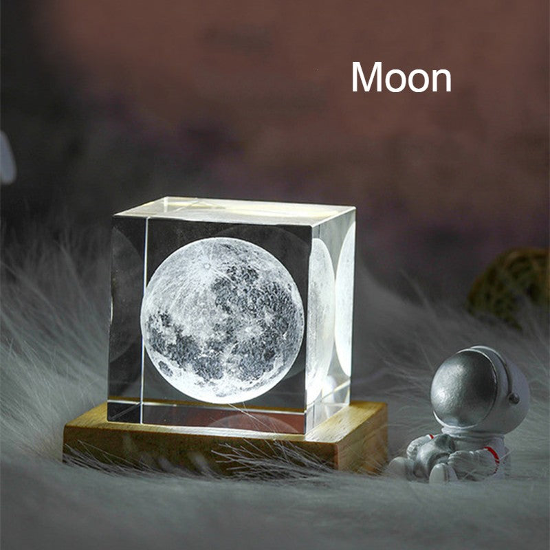 Colorful LED Crystal Glass Cube Table Lamp