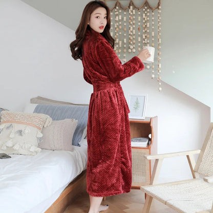 Plush Bathrobe with Hood and Wrap Belt