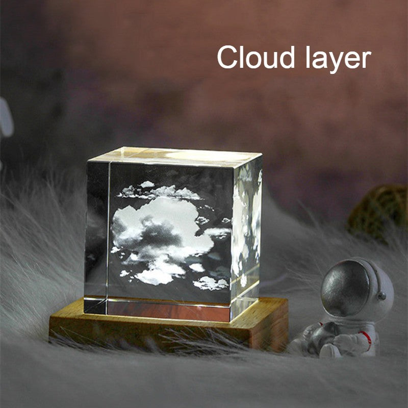 Colorful LED Crystal Glass Cube Table Lamp