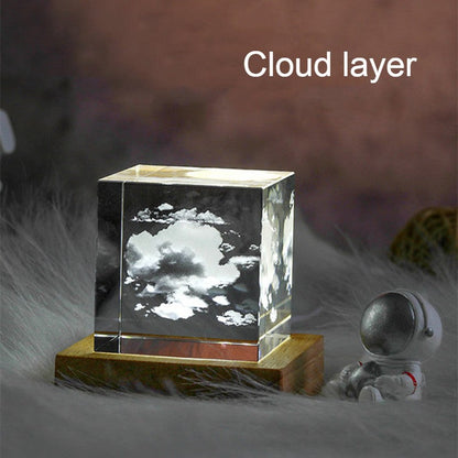 Colorful LED Crystal Glass Cube Table Lamp