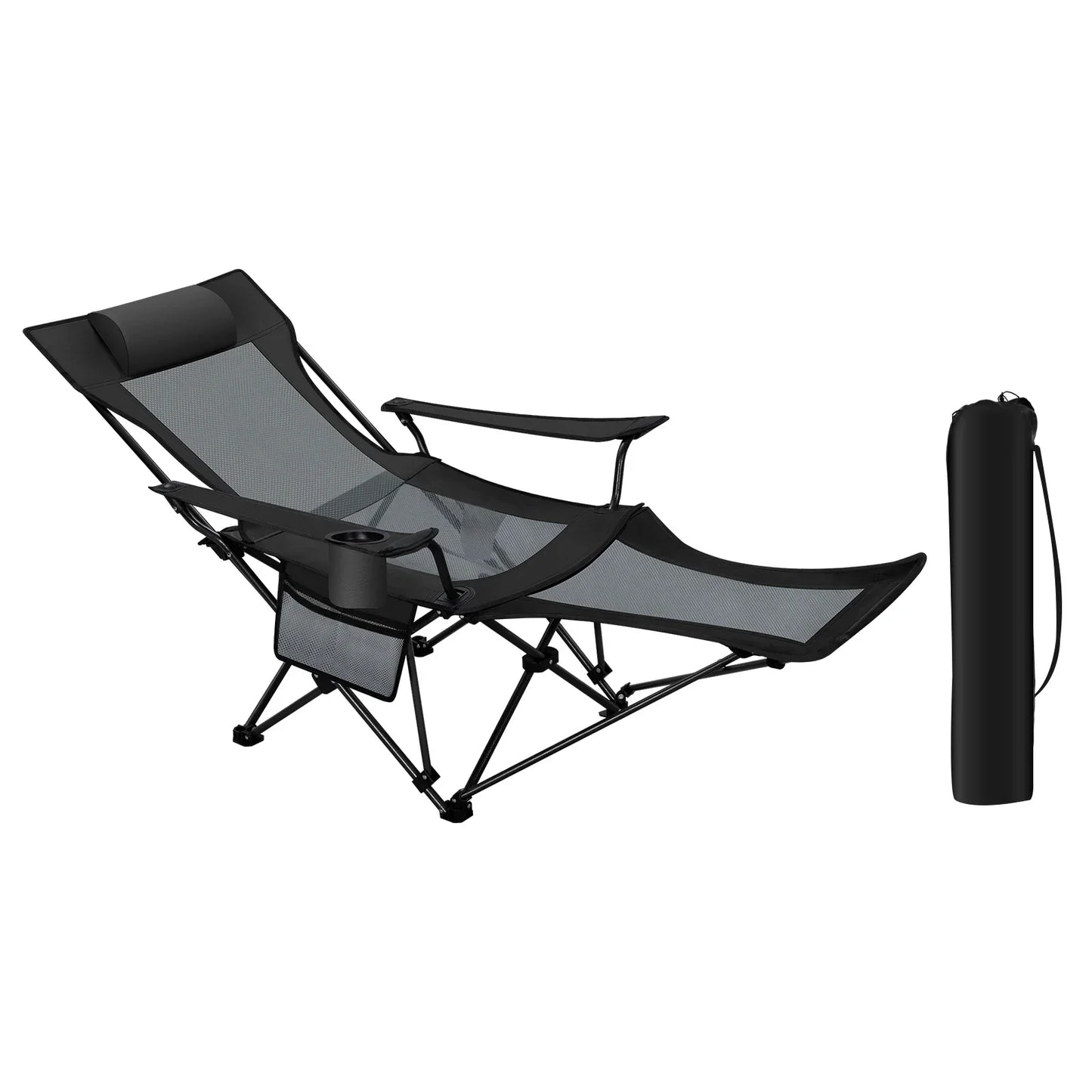 Comfortable Folding Recliner Chair with Footrest - Black/Grey - Befez
