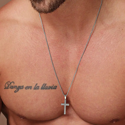 Simple Silver Cross Chain Necklace