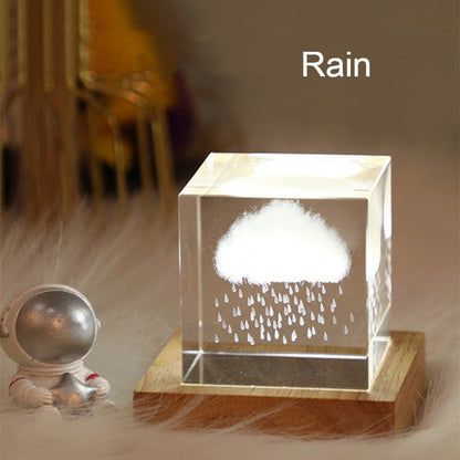 Colorful LED Crystal Glass Cube Table Lamp