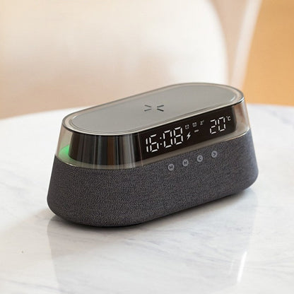 Compact Wireless Charger Clock Radio Bluetooth Speaker