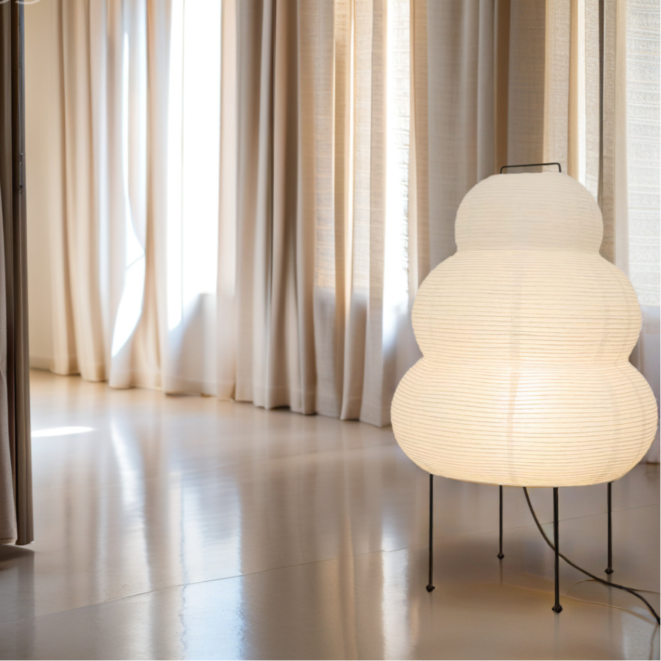 Simple Japanese Floor Lamp with Adjustable LED Light