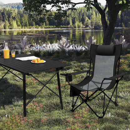 Comfortable Folding Recliner Chair with Footrest - Black/Grey