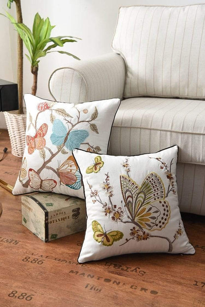 Rustic Embroidered Country Pillow