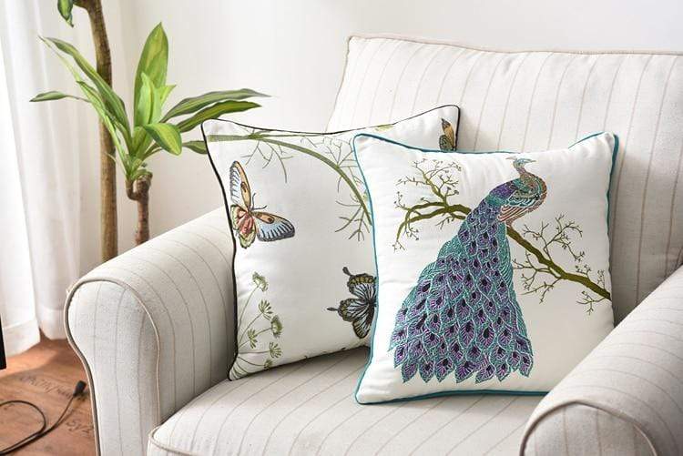 Rustic Embroidered Country Pillow