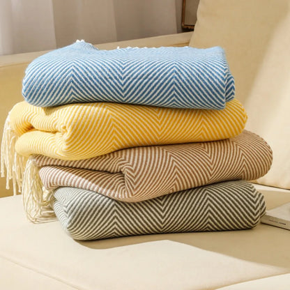 Plush Cotton Tweed Oversized Sofa Throw Blanket