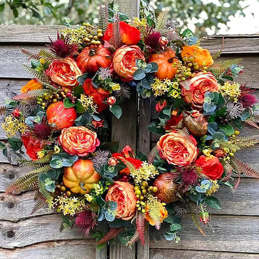 Colorful Fake Floral Wreath Outdoor Decor - Befez