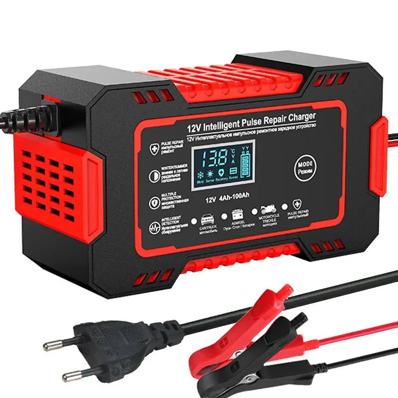 Smart 12V Car Battery Charger with LCD Display
