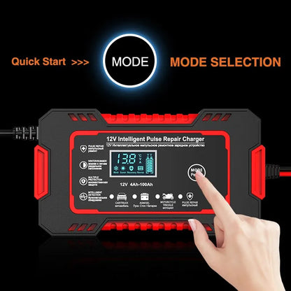 Smart 12V Car Battery Charger with LCD Display