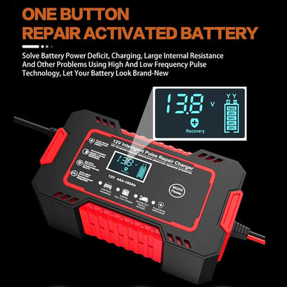Smart 12V Car Battery Charger with LCD Display