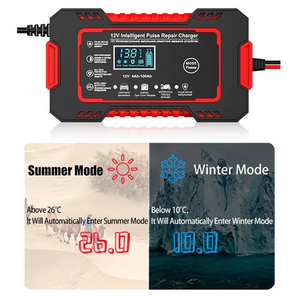Smart 12V Car Battery Charger with LCD Display